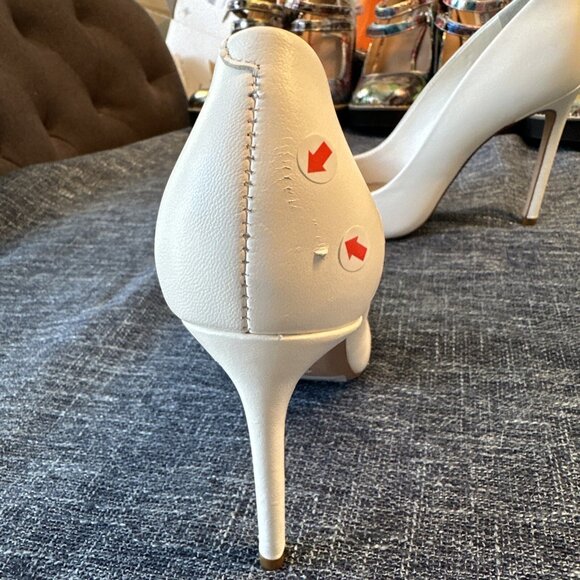 Schutz Lou Pointed Toe Pumps White Leather Heels - Picture 13 of 16